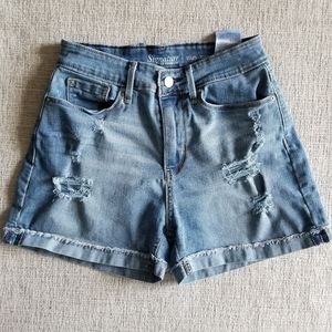 Levi Strauss Signature High Rise Distressed Women's Denim Jean Shorts Sz 4